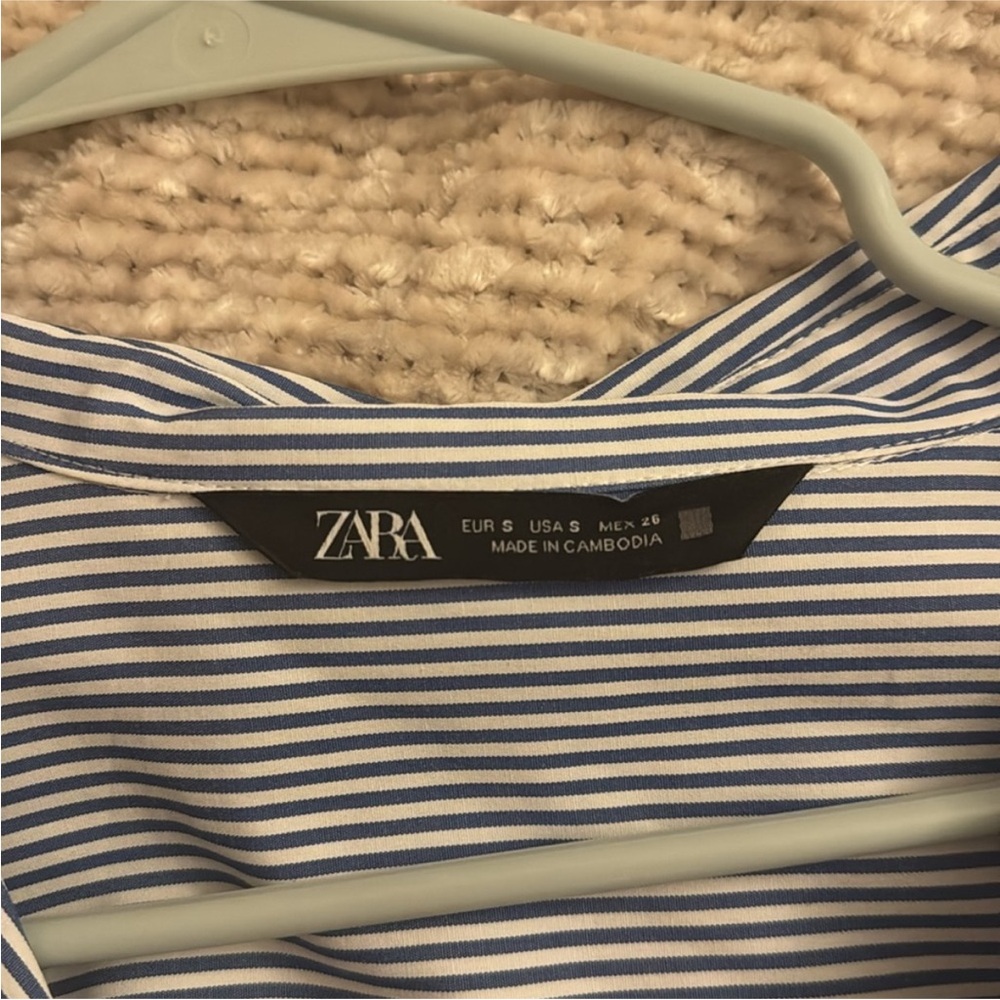 Zara cotton blend striped button down oxford shirt - Picture 4 of 4